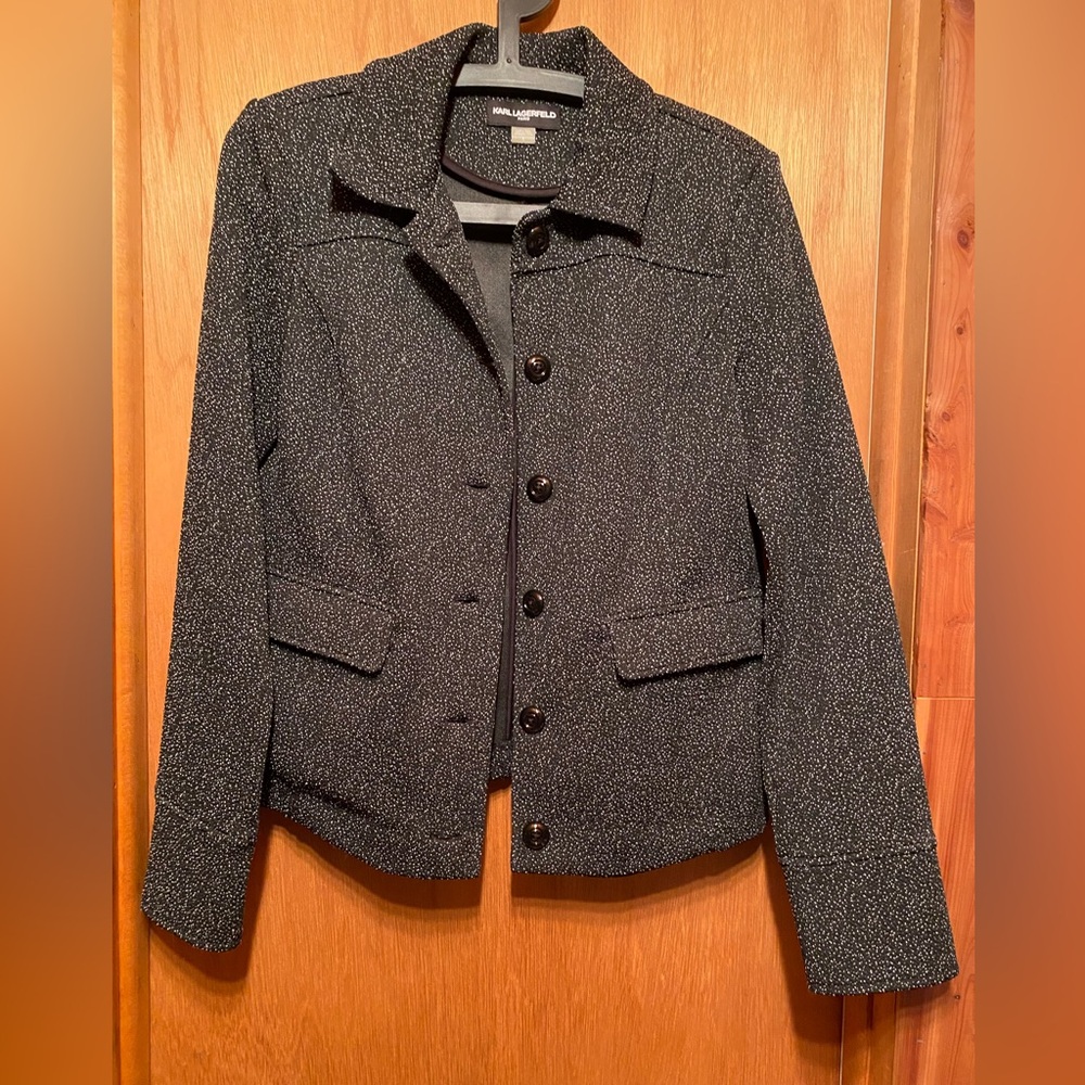 Karl Lagerfeld Womans Suit Jacket Blazer Black Short